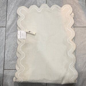 Anthropologie Scalloped Edge Table Runner in Cream 16 x 90